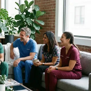 Group of people having a discussion
